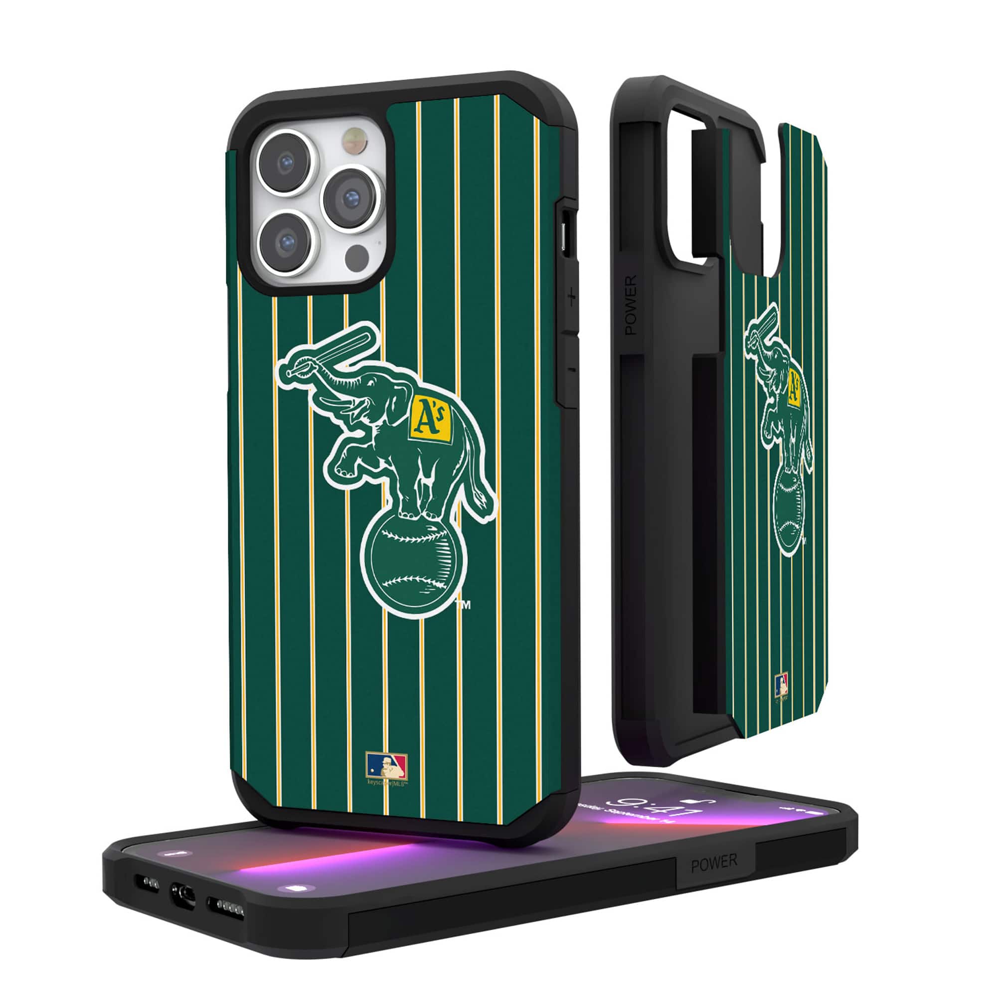Keyscaper - MLB - Athletics Pinstripe Cooperstown Design iPhone Rugged Case - 12 Pro Max - Multicolor