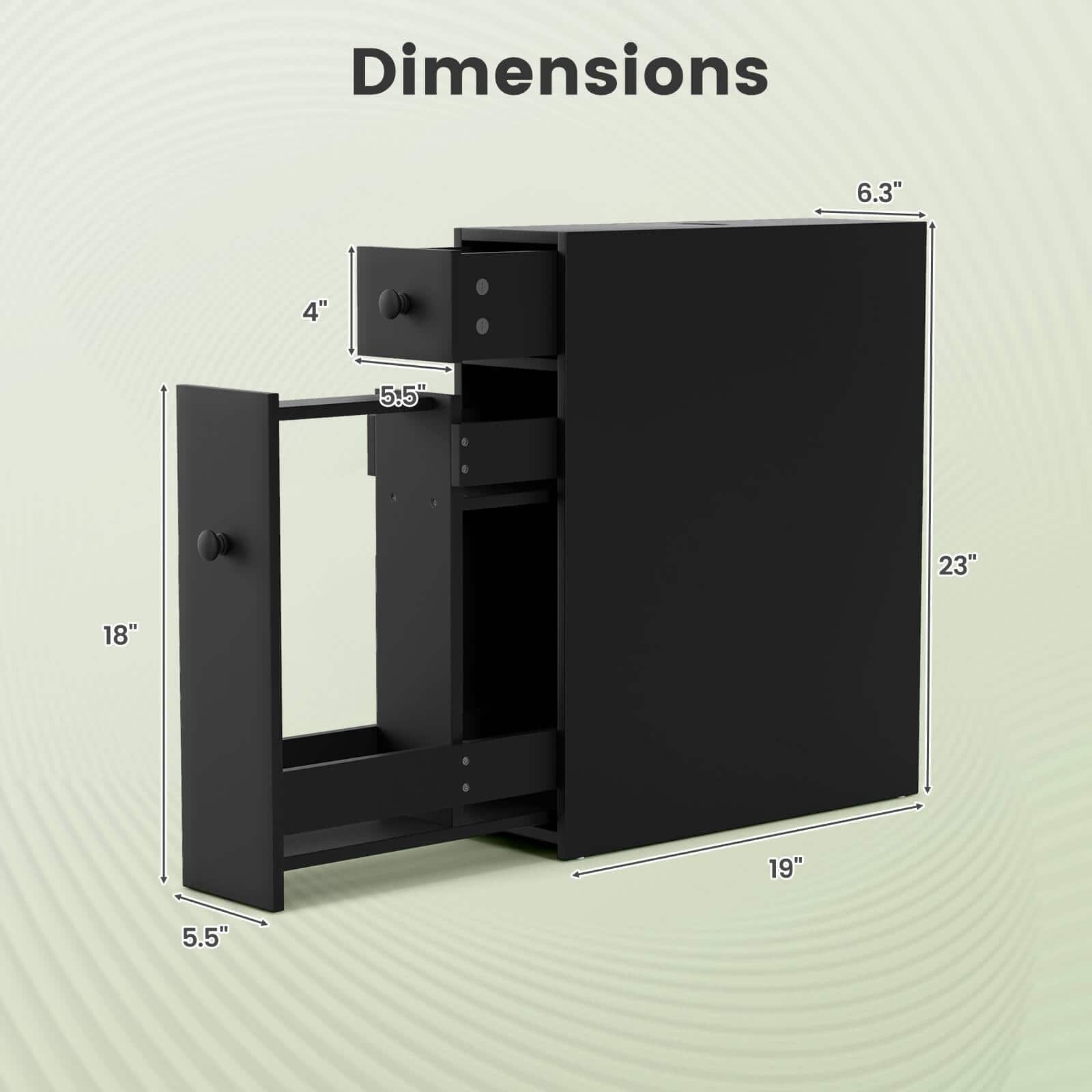 Costway - Bathroom Floor Cabinet Toilet Narrow Storage Organizer with Flip Top - Black