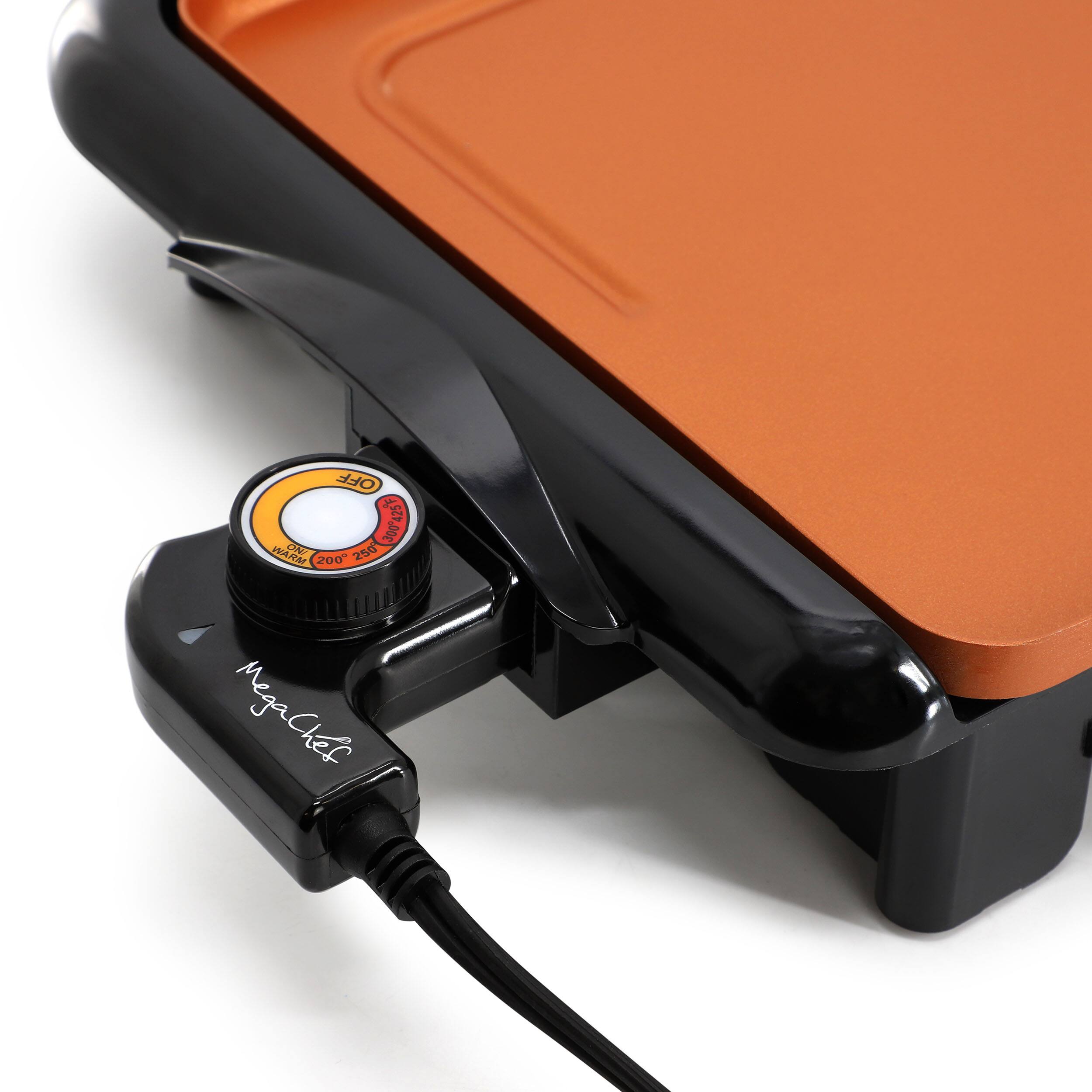 MegaChef - 18.89 Inch Electric Grill and Griddle with Copper Coating - Black