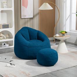 GOODSILO - Premium Microfiber Bean Bag Sofa Chair with Detachable Footrest for Ultimate Comfort and Relaxation - Blue