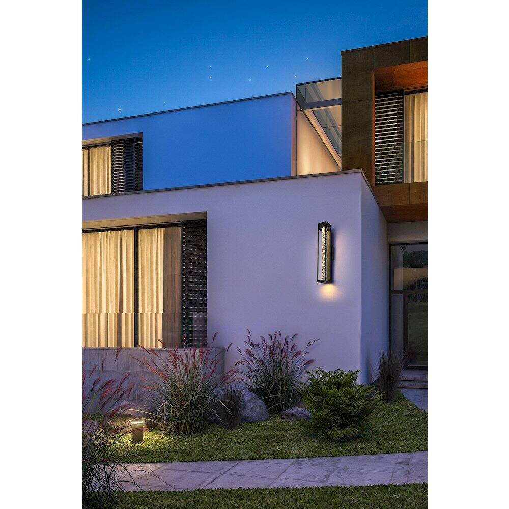 Alt View 4. Elegant Lighting - Amaris 22 inch LED Outdoor Wall sconce in Black - Black And Clear.