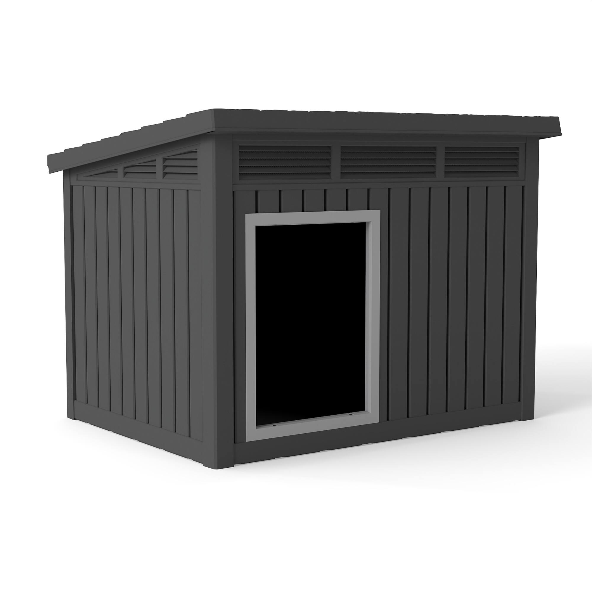 Front. Decksplore - Decksplore Large Dog House Plastic Pet Shelter with Ventilation All-Weather Outdoor.