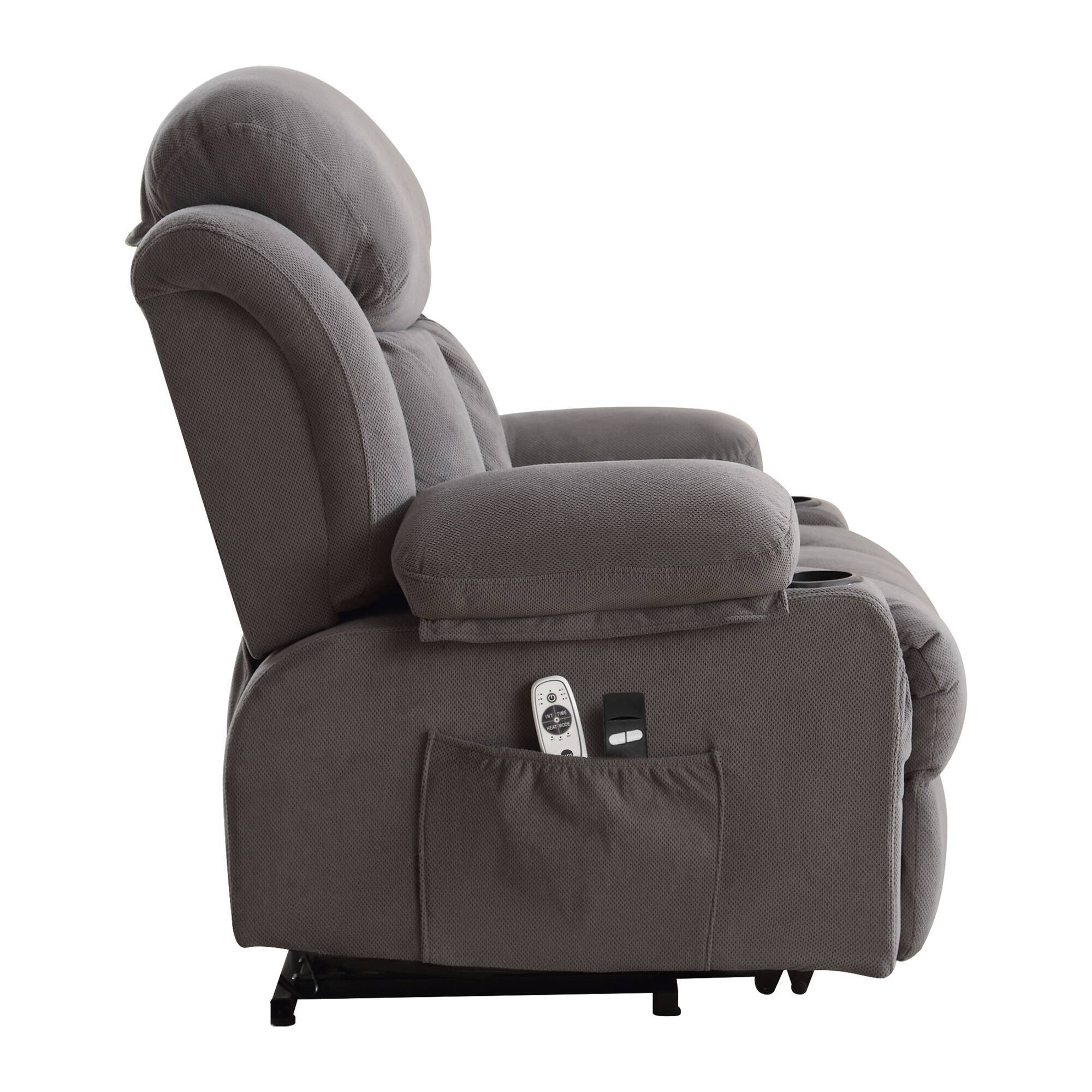 Alt View 7. GOODSILO - Power Lift Recliner Chair with Heat & Massage, Electric Fabric Recliner for Elderly with USB Port & Remote - Grey.
