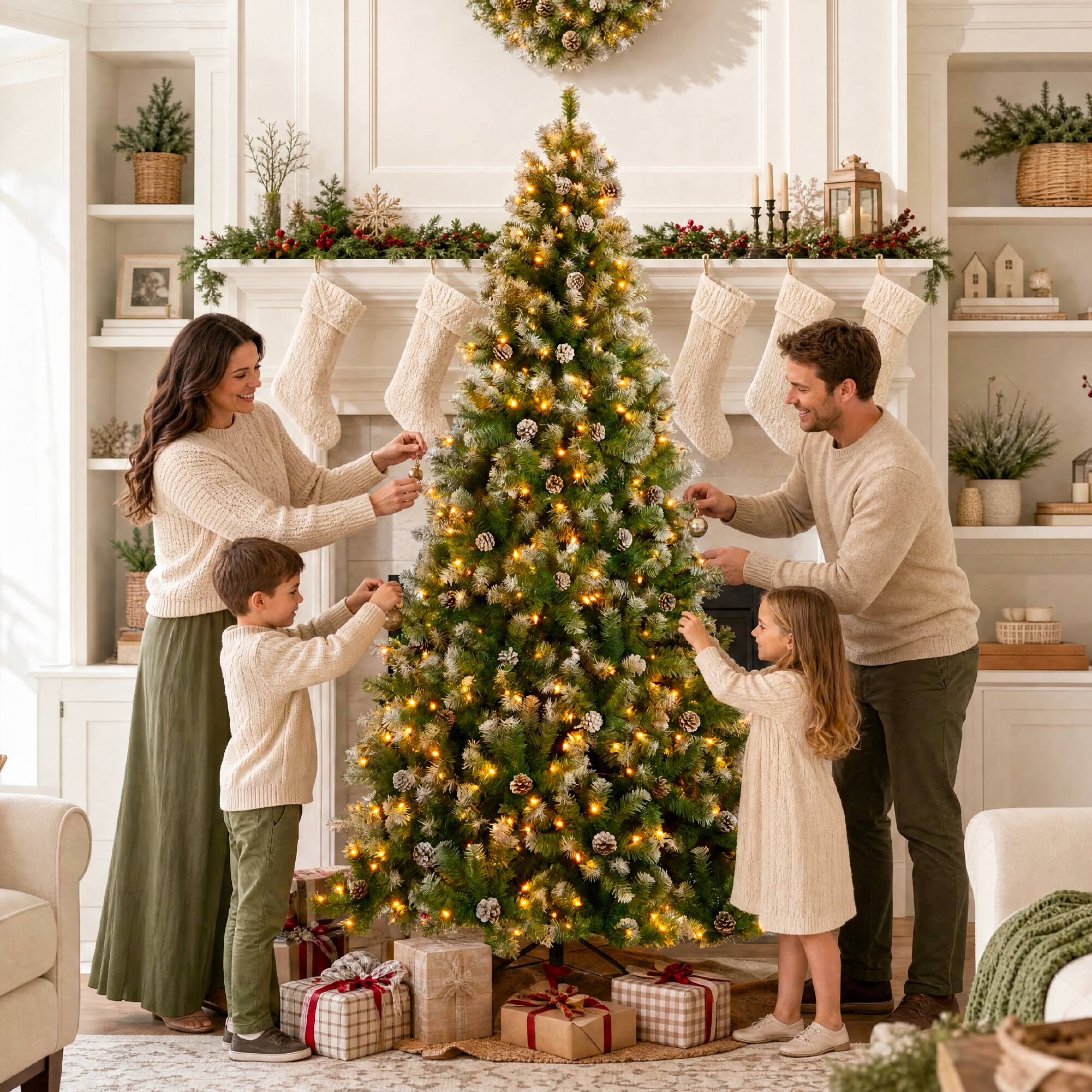 Alt View 6. Best Choice Products - Best Choice Products 9ft Artificial Christmas Tree with Viral Twinkling Lights, Pre-Lit Frosted Pine, 850 Lights - Flocked Green.