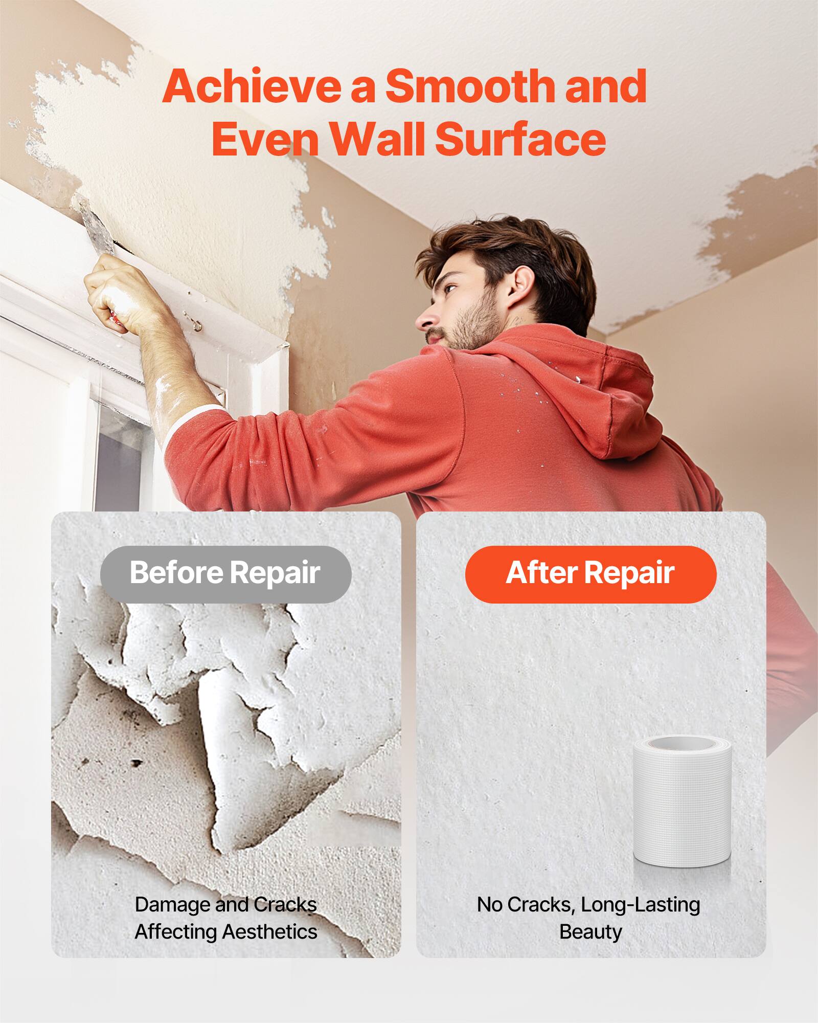 Achieve a Smooth and Even Wall Surface

Before Repair
Damage and Cracks Affecting Aesthetics

After Repair
No Cracks, Long-Lasting Beauty