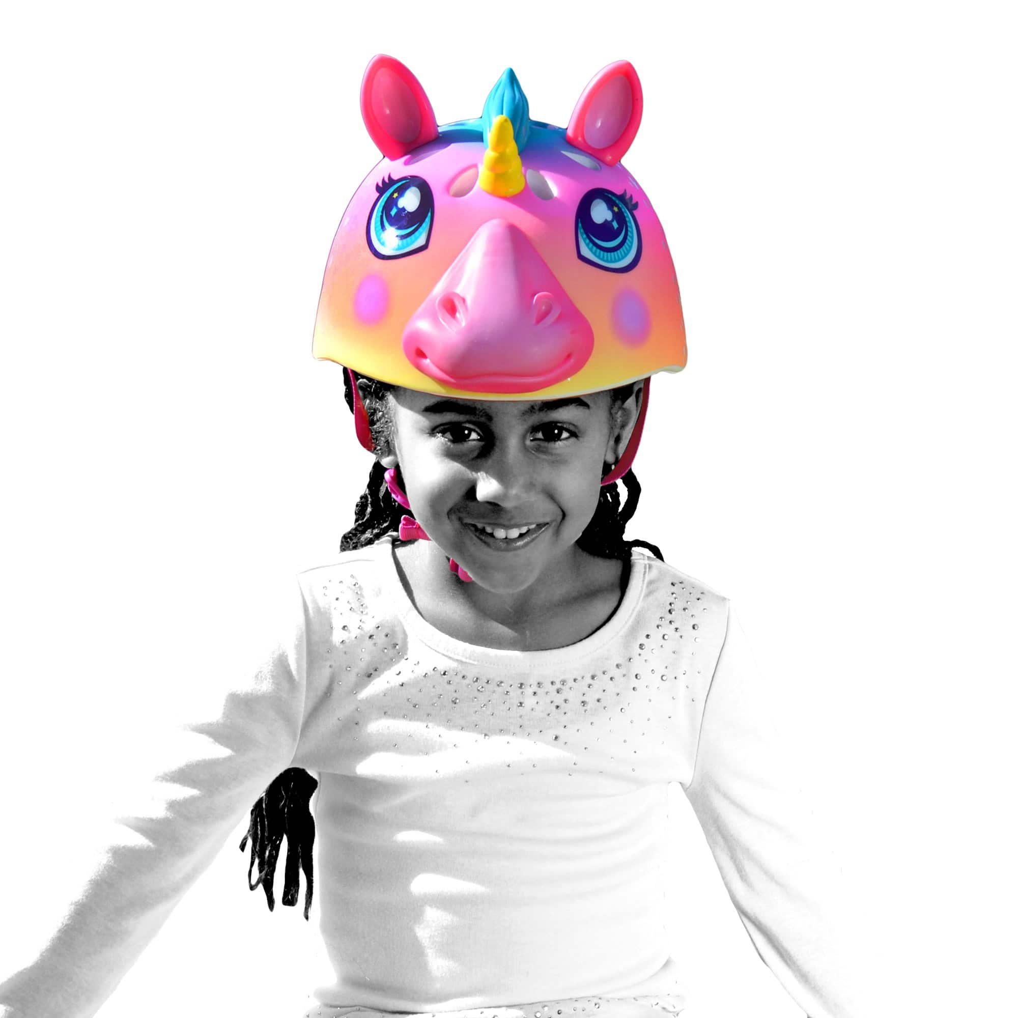 Raskullz Super Rainbow Corn Helmet For Bike And Scooter Toddler Pink 