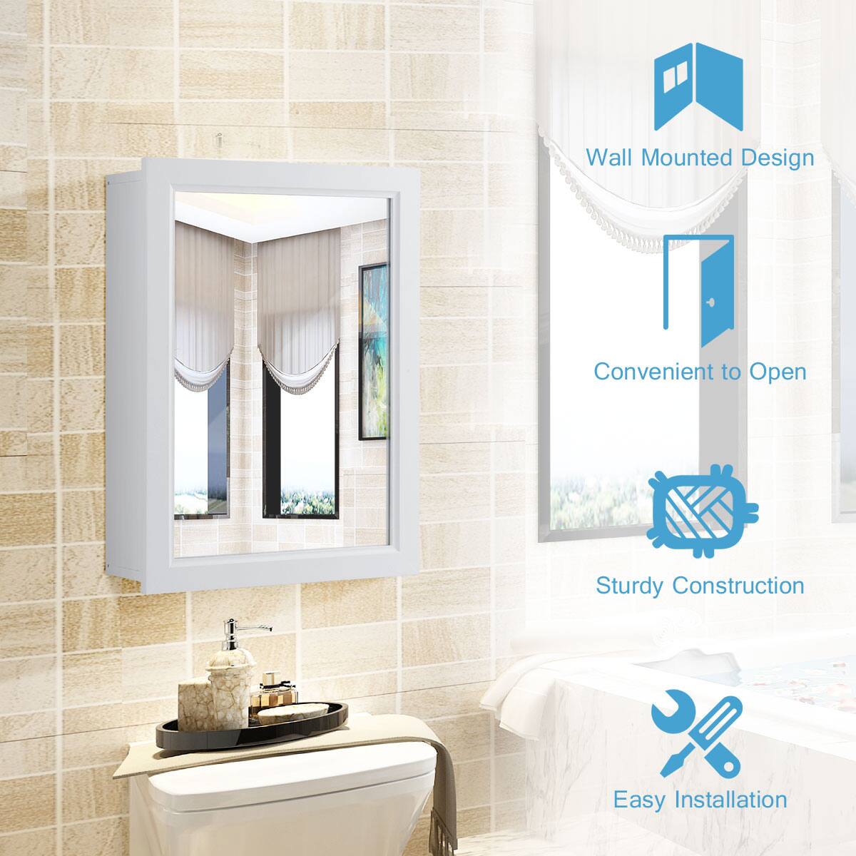 Wall Mounted Design  
Convenient to Open  
Sturdy Construction  
Easy Installation