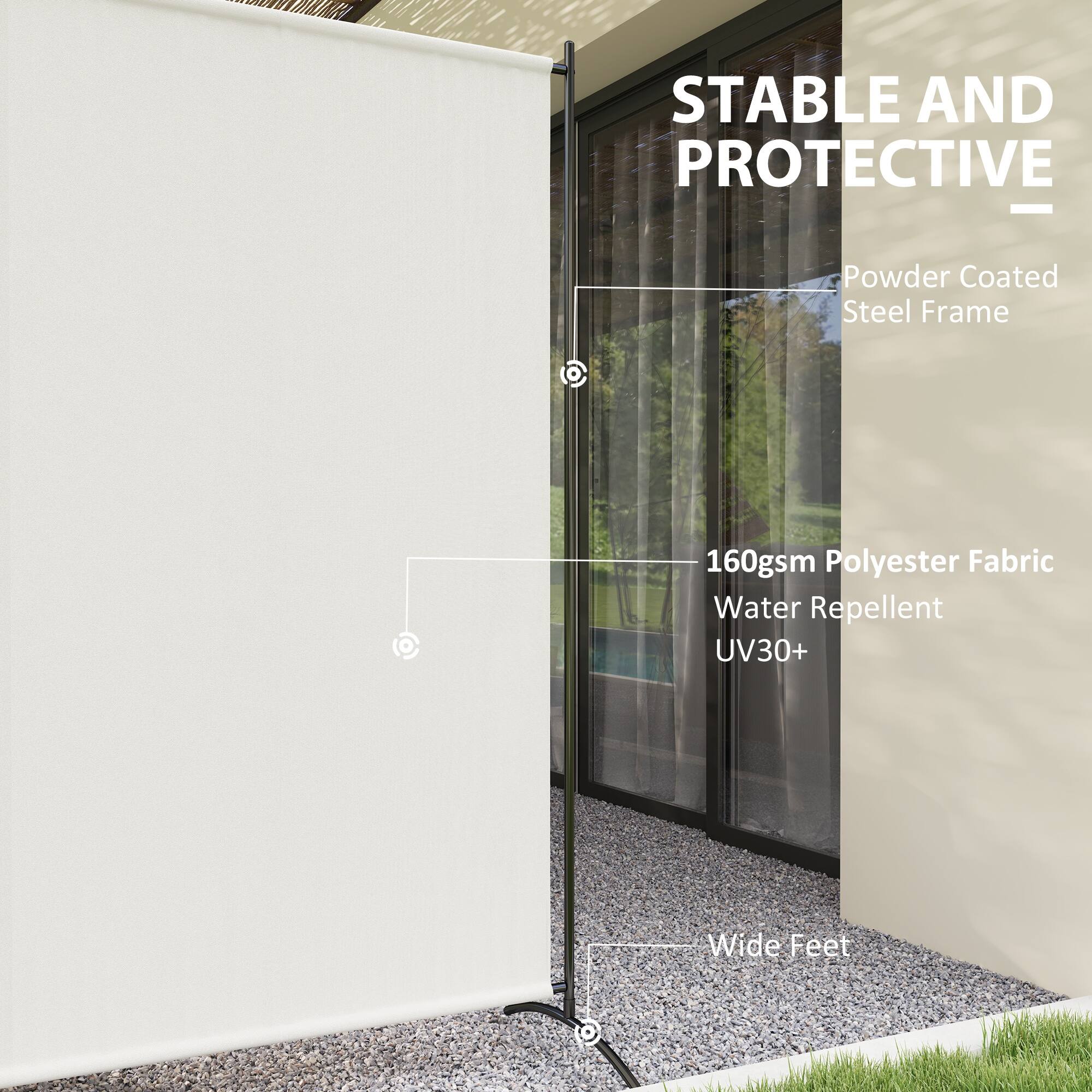 STABLE AND PROTECTIVE  
- Powder Coated Steel Frame  
- 160gsm Polyester Fabric Water Repellent UV30+  
- Wide Feet