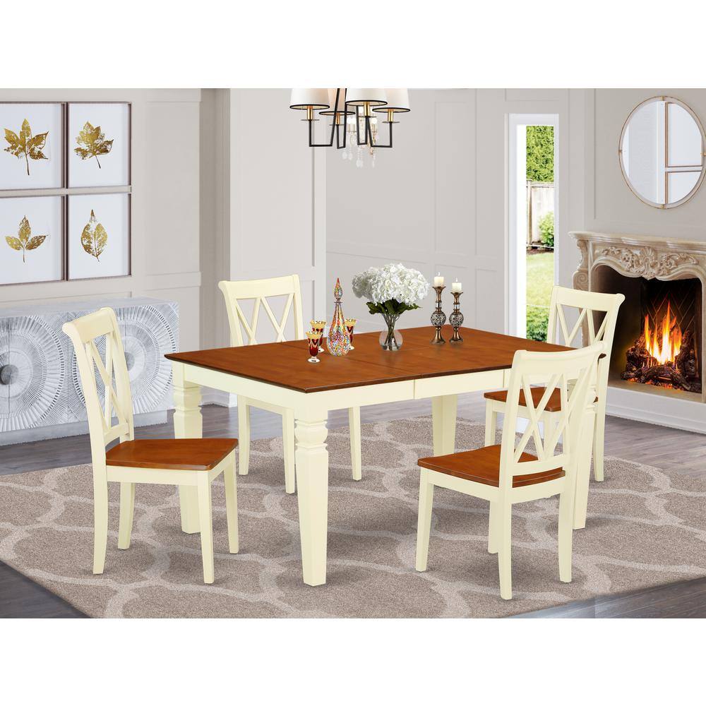 Back. East West Furniture - Dining Room Set Buttermilk & Cherry - Brown.