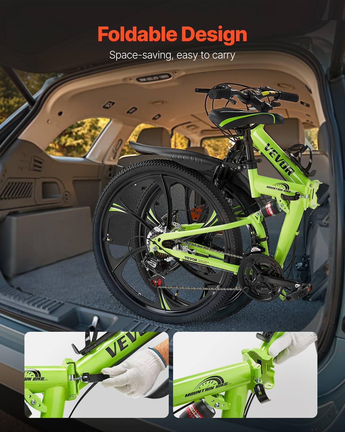 Foldable Design, Space-saving, easy to carry
VEVOR Mountain Bike
