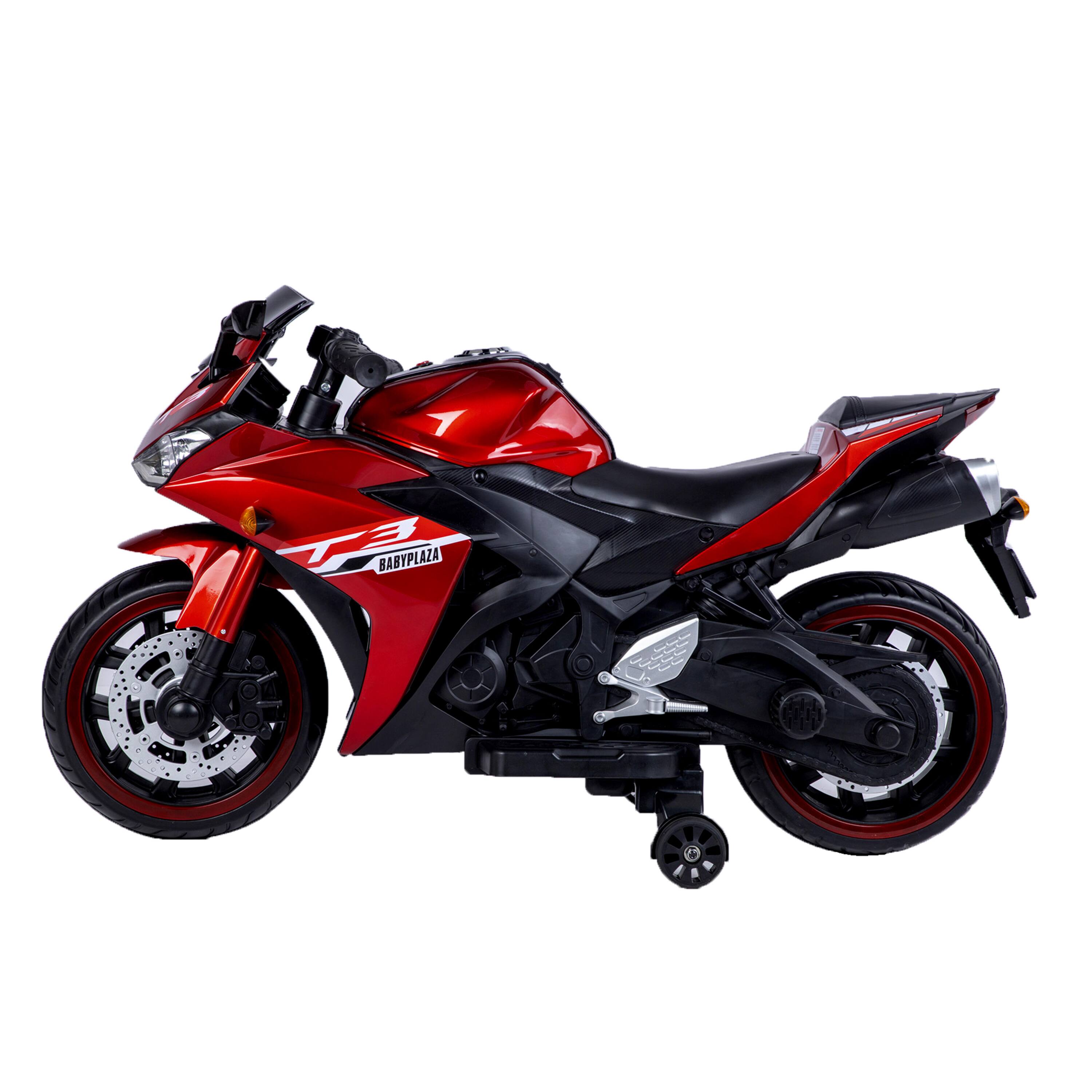 Left. Aukfa - Kids Motorcycle 12V - Ride On Toy for Ages 3-8, Training Wheels, Manual Throttle, Lighting Wheels for Boys & Girls.