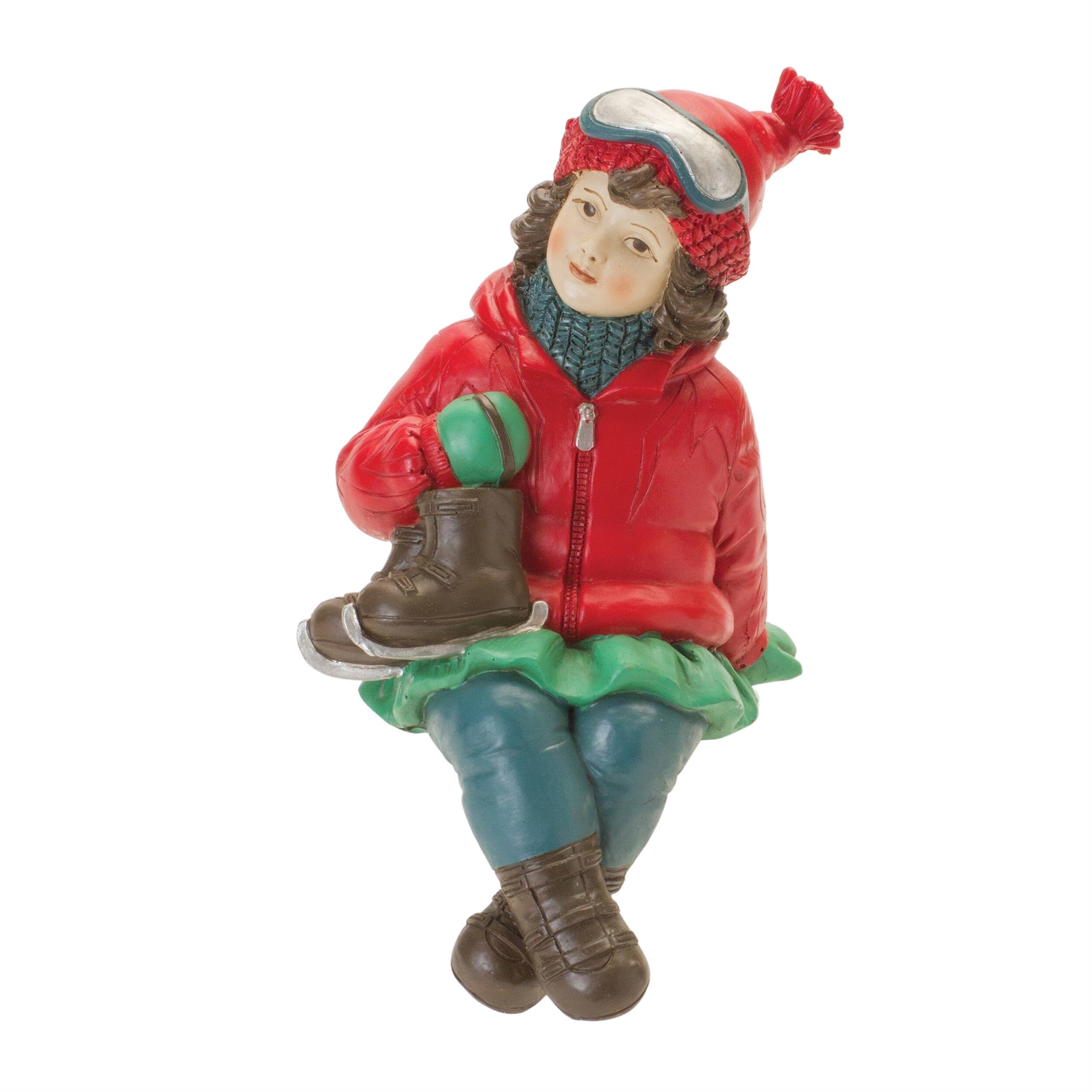 Back. BreeBe - Holiday Children Shelf Sitter with Skis and Skates (Set of 4) - Red, Blue.