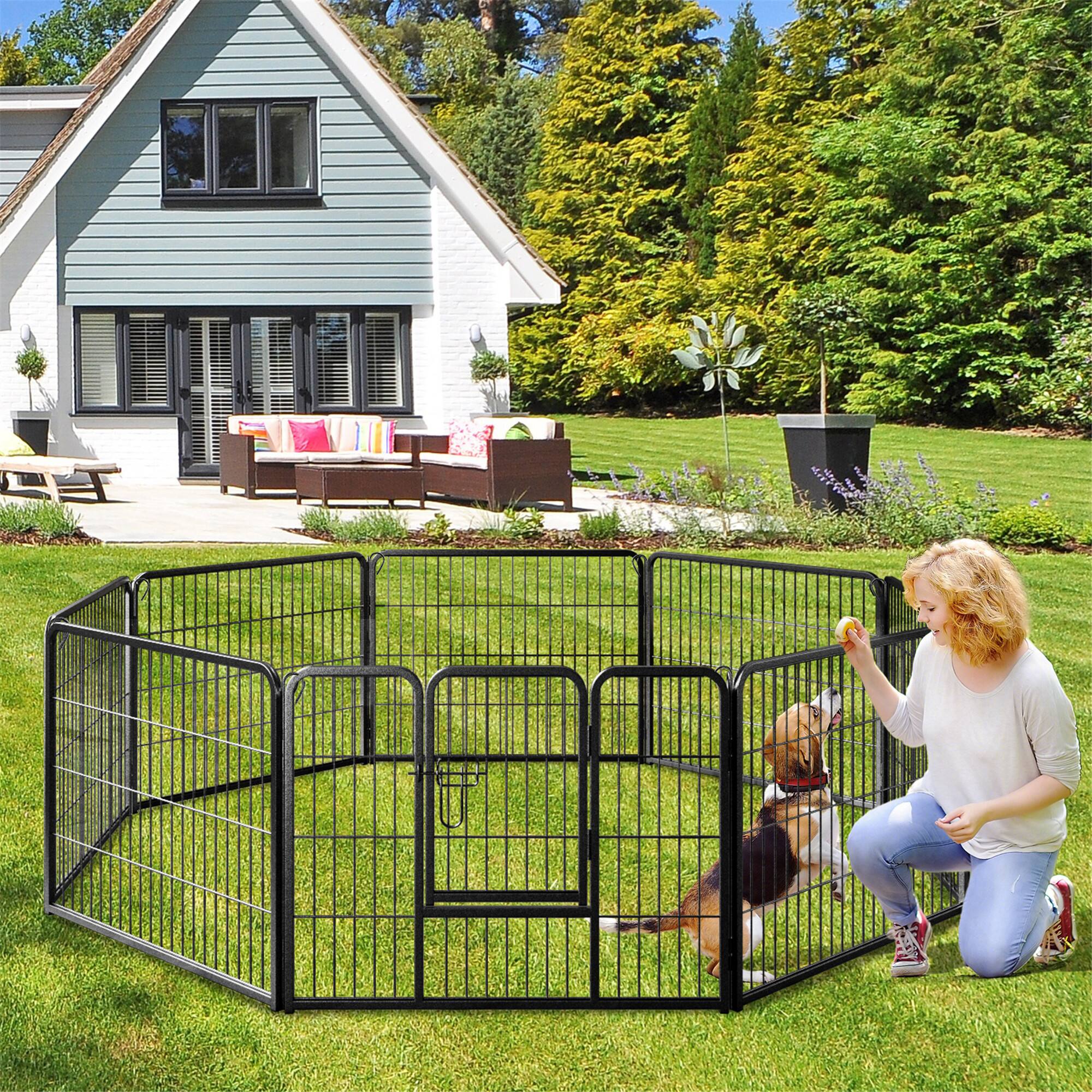 Alt View 1. Gymax - Gymax Dog Playpen Indoor Outdoor 8 Panel 24'' Height Pet Fence for Puppy w/ Door.