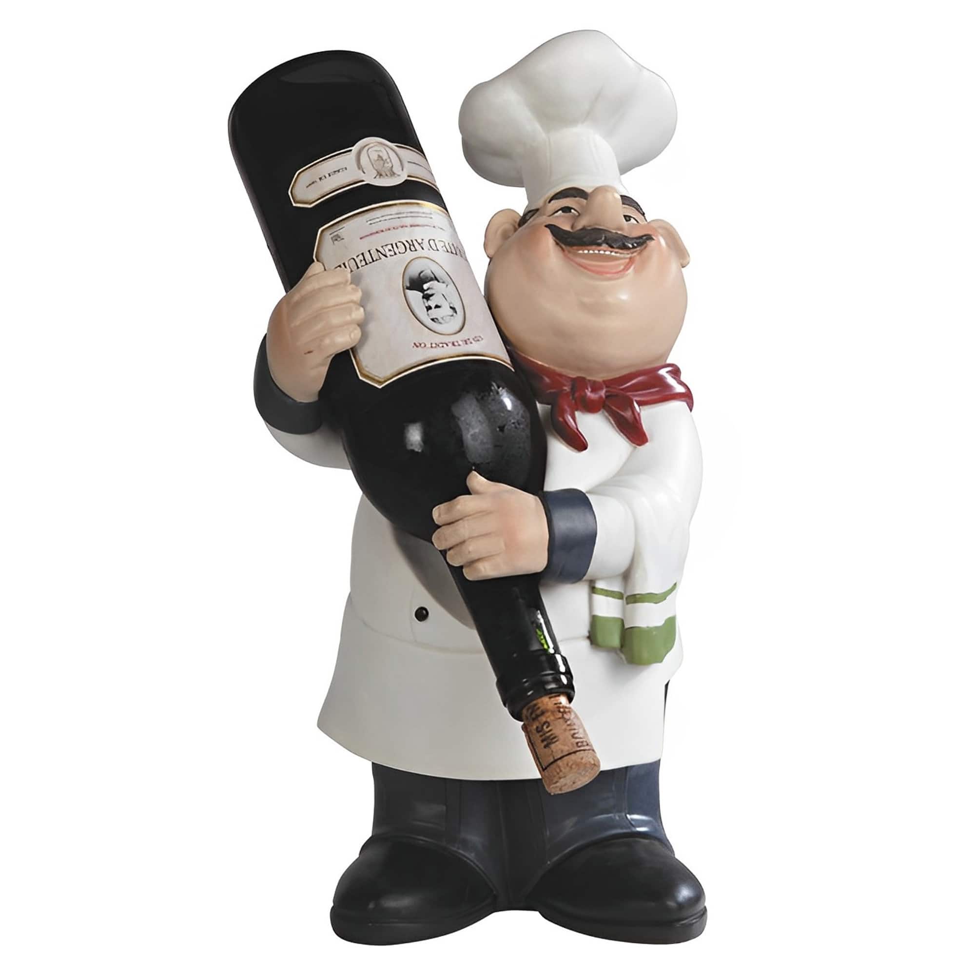 FC Design - 14"H Chef Wine Rack Bottle Holder Dining Room Accessory - Multicolor