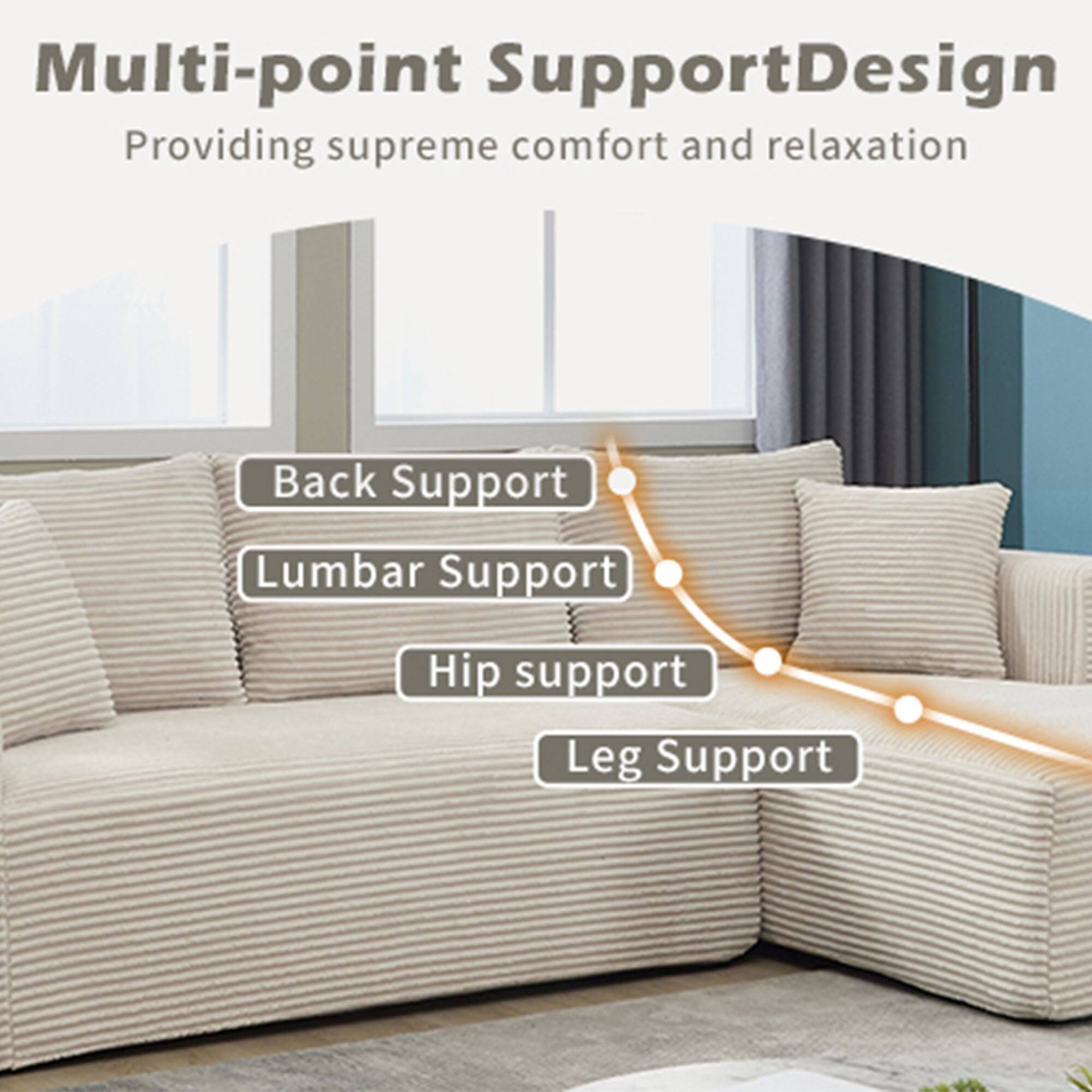 Multi-point Support Design  
Providing supreme comfort and relaxation  

- Back Support  
- Lumbar Support  
- Hip Support  
- Leg Support