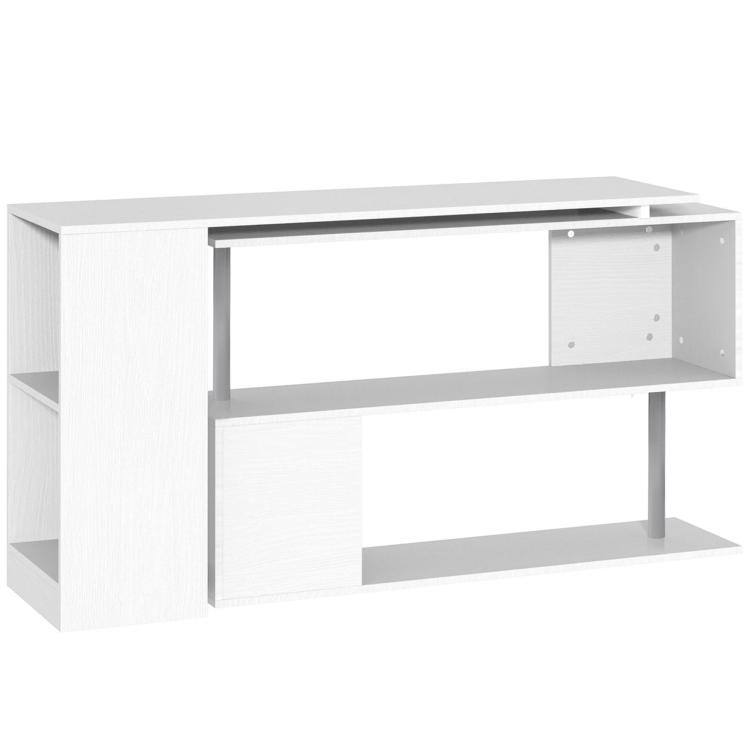 Alt View 9. PULUZ - 55 inch 360 Degrees Rotating Corner Computer Desk Modern L-Shaped Home Office Workstation with 3-Tier Storage Shelves, B - White.