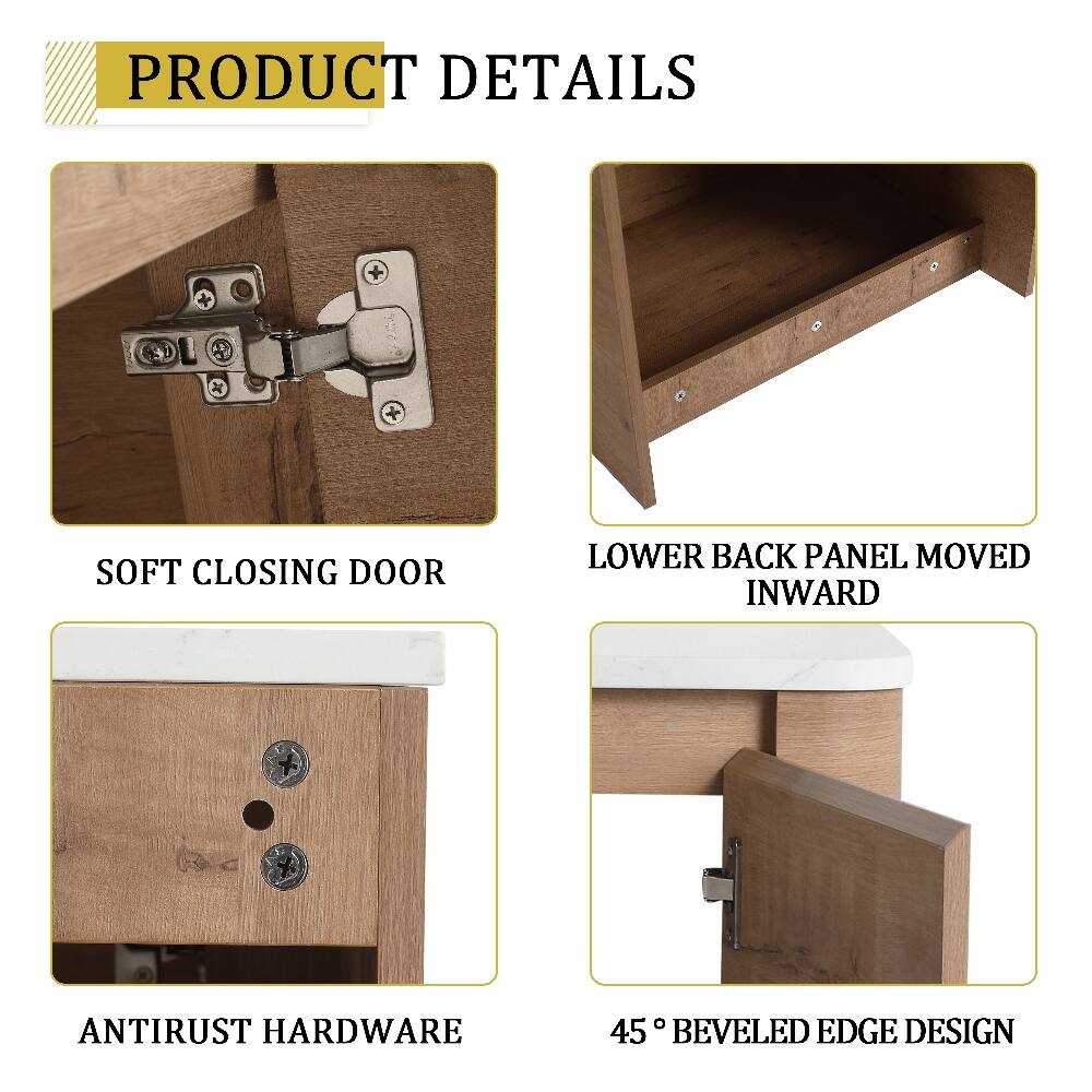 PRODUCT DETAILS

- SOFT CLOSING DOOR
- LOWER BACK PANEL MOVED INWARD
- ANTIRUST HARDWARE
- 45° BEVELED EDGE DESIGN