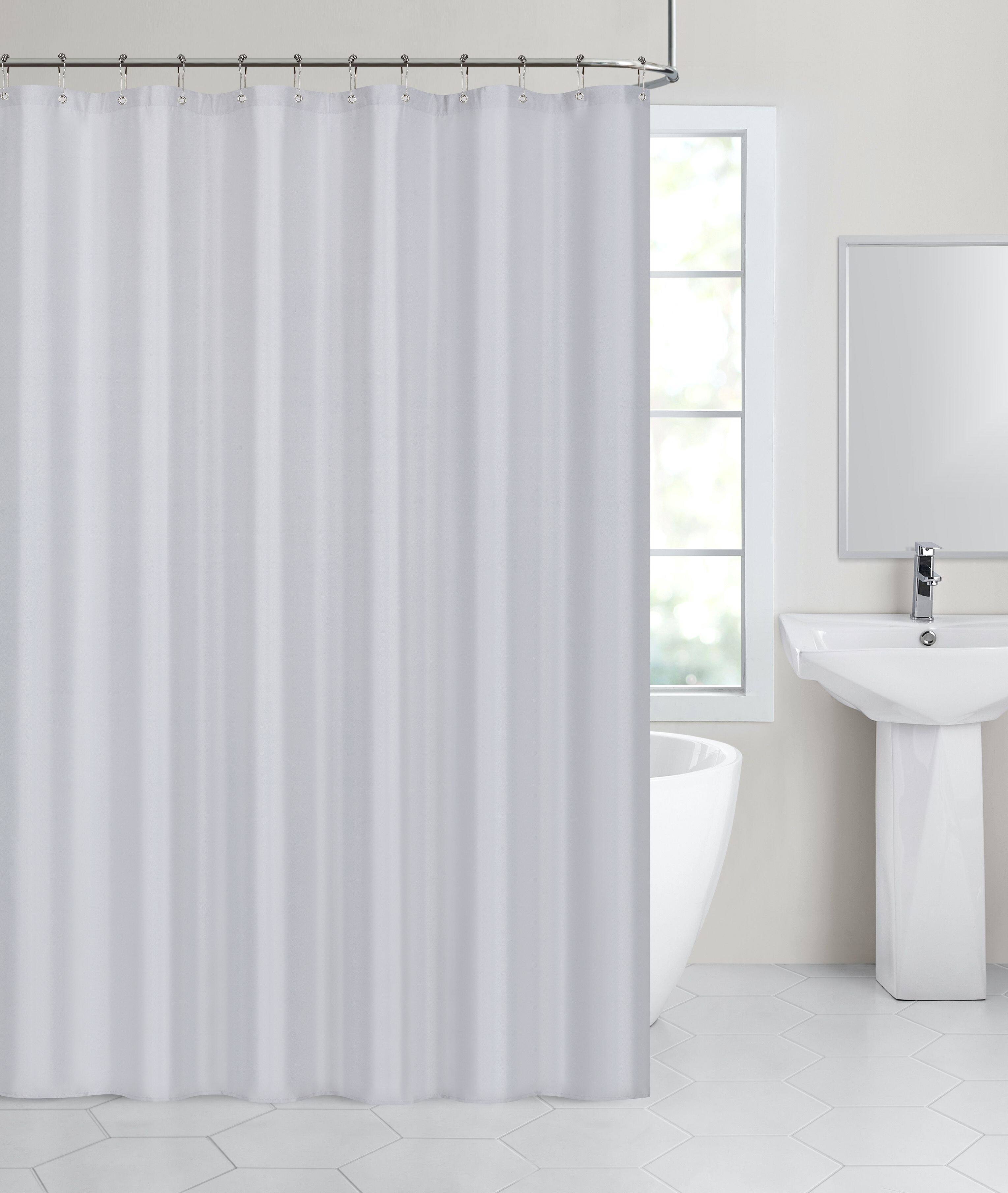 Front. Kate Aurora - Kate Aurora Hotel Collection Mold & Mildew Resistant Water Resistant Light Gray Fabric Shower Curtain - Standard Size - Gray.