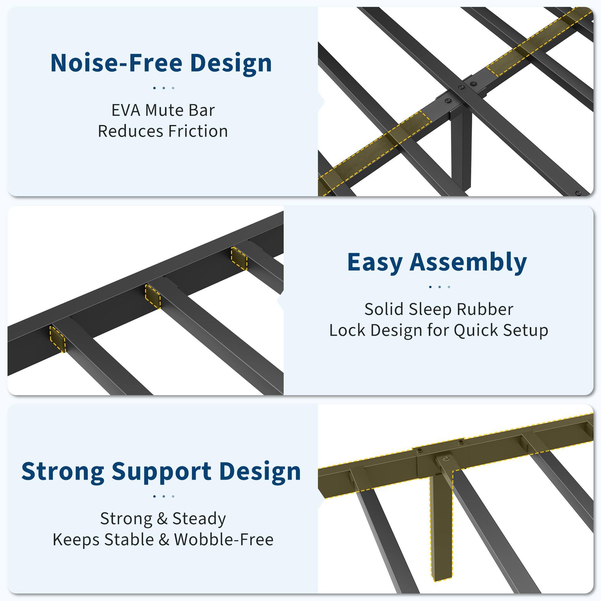 - **Noise-Free Design**
  - EVA Mute Bar
  - Reduces Friction

- **Easy Assembly**
  - Solid Sleep Rubber Lock Design for Quick Setup

- **Strong Support Design**
  - Strong & Steady
  - Keeps Stable & Wobble-Free