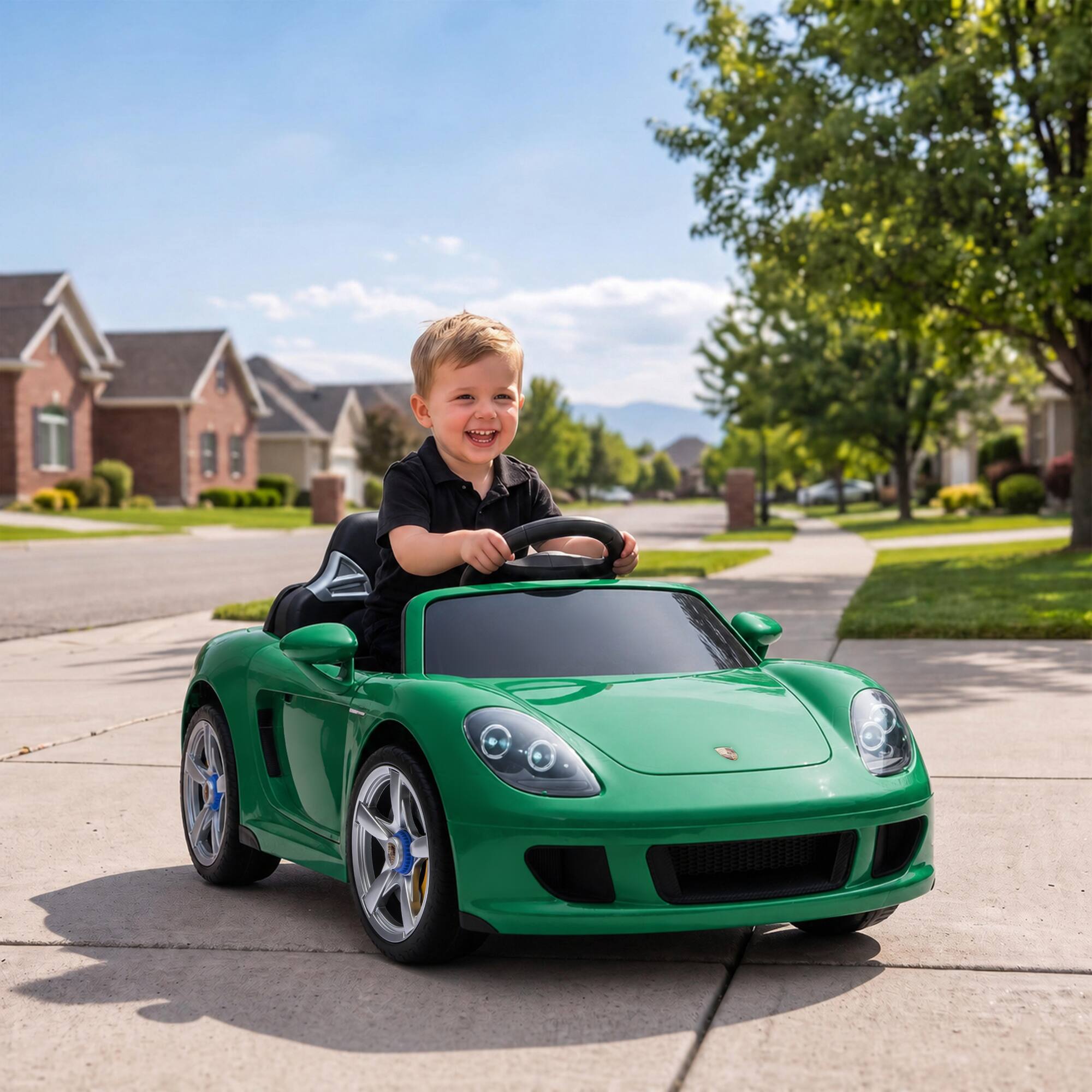 Alt View 1. Qaba - Kids Ride On Car, Licensed Porsche Carrera GT with Remote, Rear Suspension - Green.