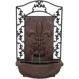 Sunnydaze - French Lily Polystone Outdoor Solar Wall Fountain - Iron