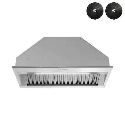 Front. Streamline - 34 in. Novara Ductless 350 CFM Range Hood, Baffle Filters, Electronic Button Control, LED Light - Brushed Stainless Steel.