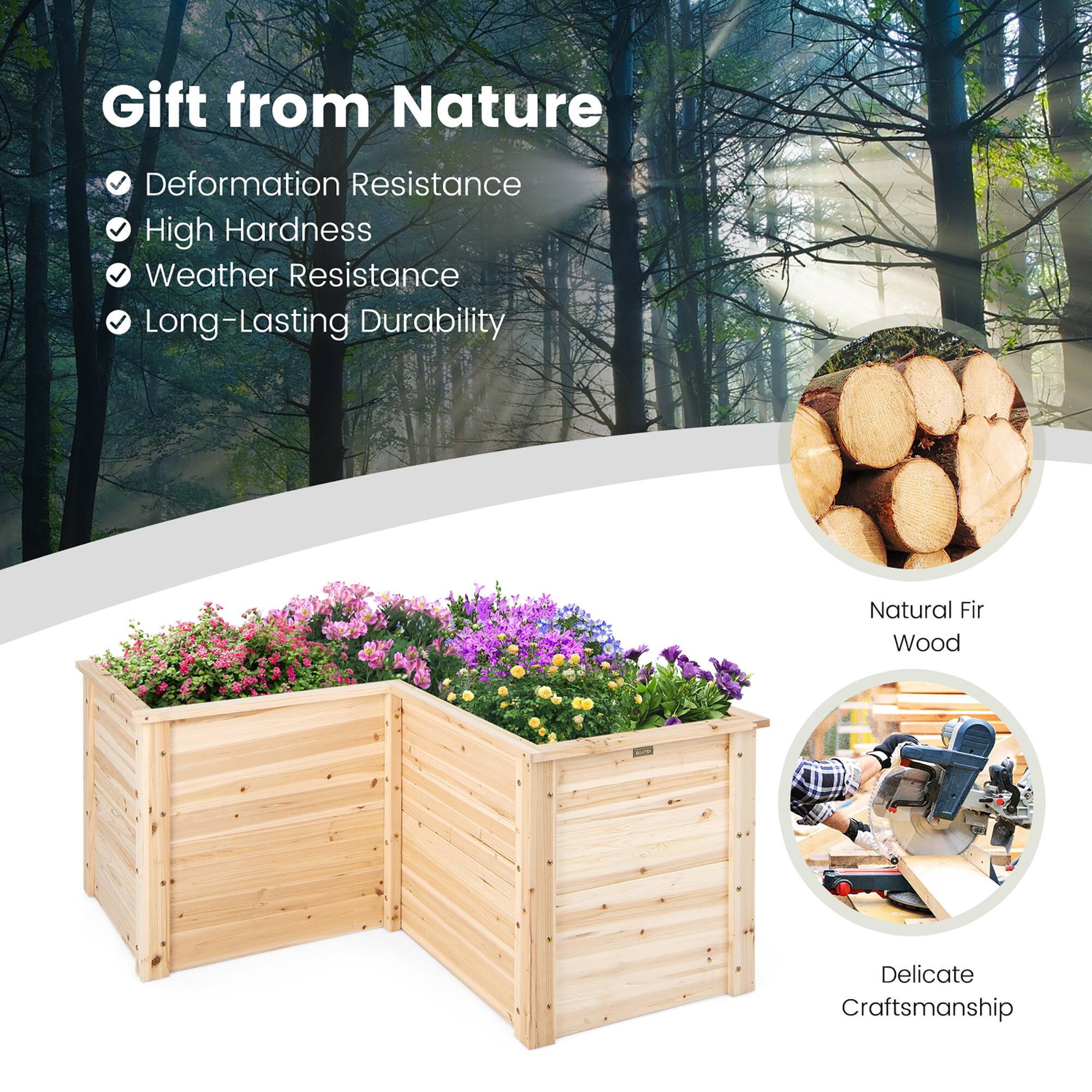 Gift from Nature: Deformation Resistance, High Hardness, Weather Resistance, Long-Lasting Durability, Natural Fir Wood, Delicate Craftsmanship.