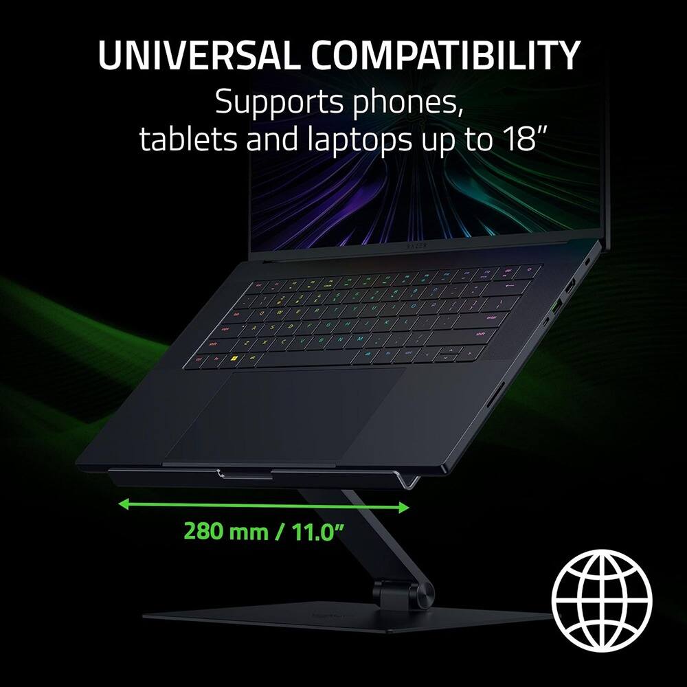 UNIVERSAL COMPATIBILITY  
Supports phones, tablets and laptops up to 18"  
280 mm / 11.0"