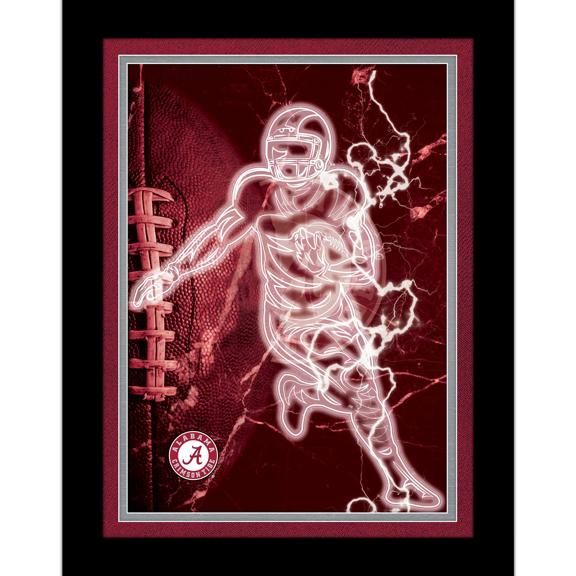 Black Alabama Crimson Tide 12'' x 16'' Framed Neon Player Print