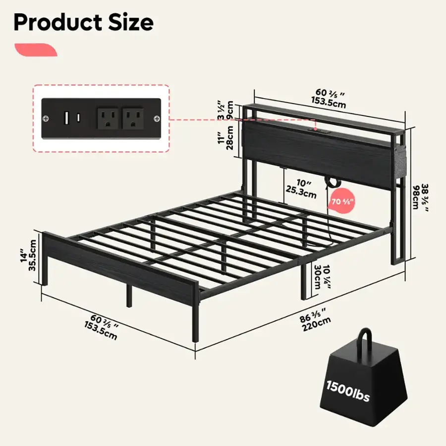 Product Size: 1/2" 9cm 3 11" 28cm 602/s" 60 2/5 Ir 153.5cm 14" 35.5cm 602/s 60 2/5 " 153.5cm 10" 25.3cm 70%" 10 30cm 1/4" 86 3/s" 220cm 38 98cm 38%" 5/E FF 1500lbs