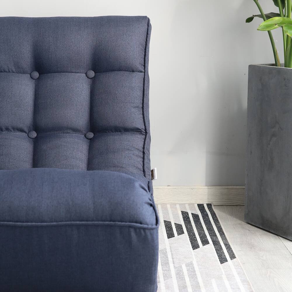 Alt View 9. Loheer - Loheer Single Sofa Reclining Chair Adjustable Floor Chair Tatami Lazy Sofa Folding Deck Chair for Living Room Bedroom - Navy.