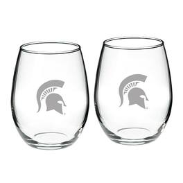 Jardine - Michigan State Spartans 21oz. 2-Piece Stemless Wine Glass Set - Multicolor