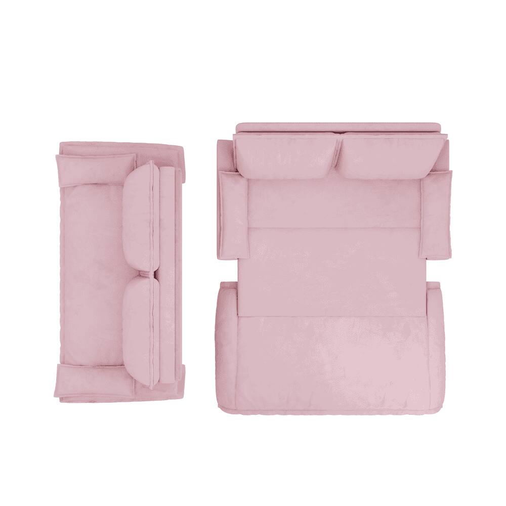 Alt View 8. Kadyn - 73.2" Queen Pull Out Sofa Bed, 3-in-1 Convertible Sleeper Sofa, Velvet Loveseat Bed - Pink.