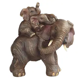 FC Design - 5.75"W Realistic Lifelike Elephant Playing with Cub Figurine Statue Desk Tabletop Home Decor Gift - Multi-Color