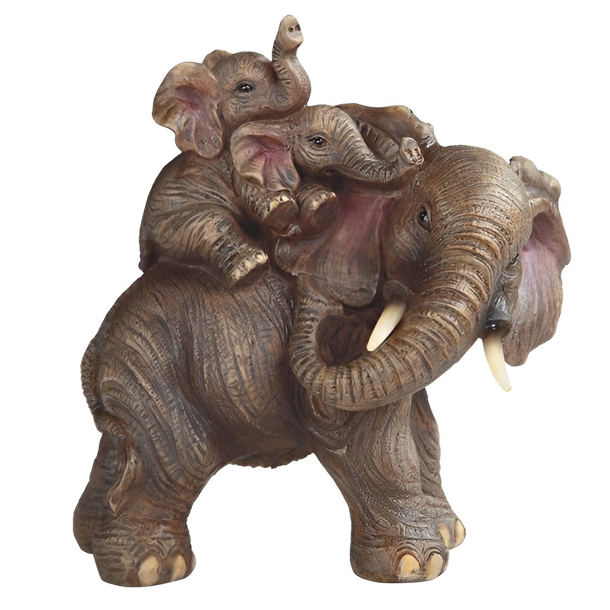 Front. FC Design - FC Design 5.75"W Realistic Lifelike Elephant Playing with Cub Figurine Statue Desk Tabletop Home Decor Gift - Multi-Color.