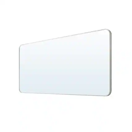 Front. WELLFOR - 60 in. W x 28 in. H Rectangular Aluminum Framed Wall Bathroom Vanity Mirror Large Decorative Mirror - Brushed Nickel.