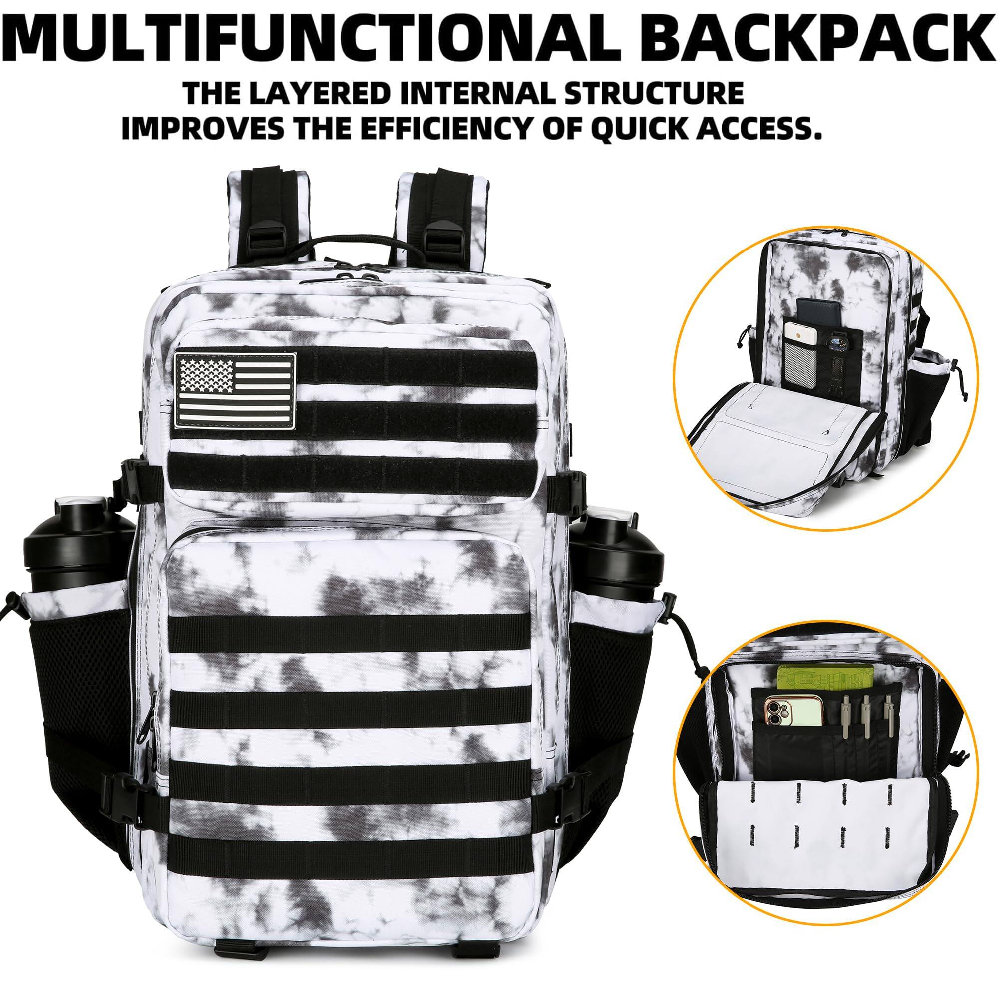 Alt View 1. Stamp n Camp - 45l Assault Backpack 3 Day Pack With Molle Waterproof Rucksack For Backpacks (blackwhite Camo) - Light Blue.