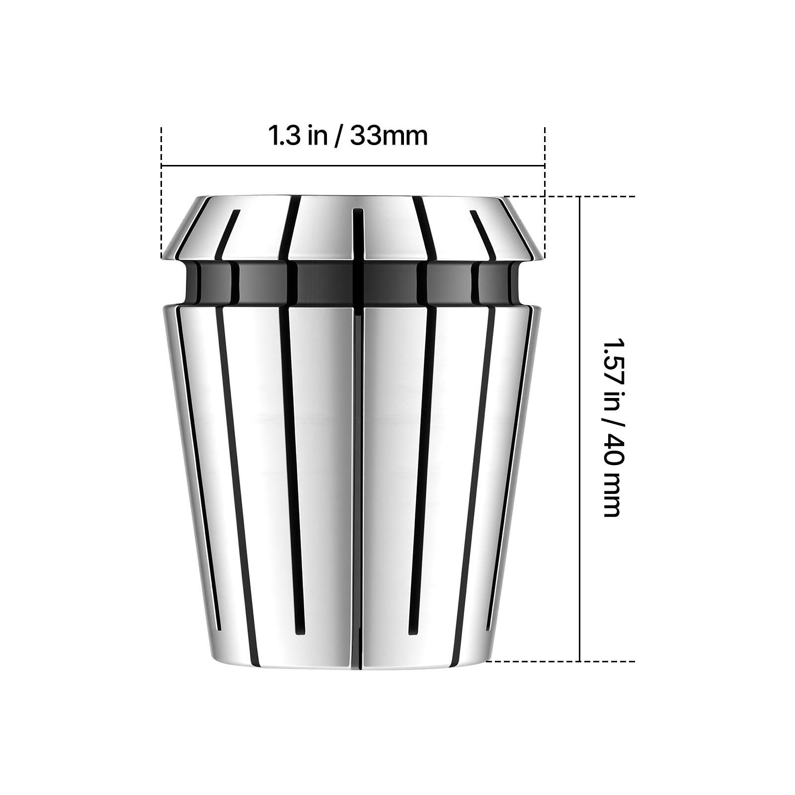 1.3 in / 33mm  
1.57 in / 40 mm