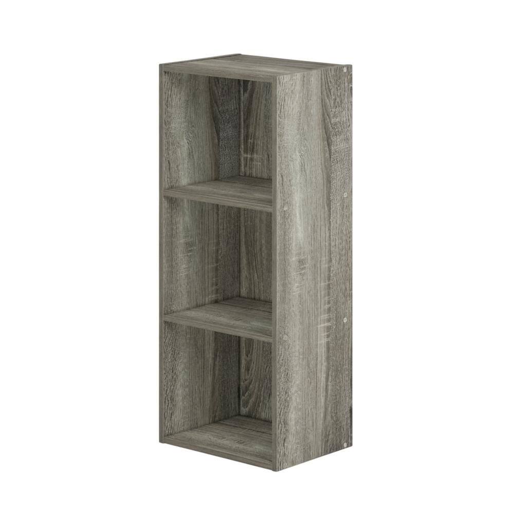 Front. FurniFact - 3-Tier Open Shelf Bookcase in French Oak Wood for Storage and Display - French Oak.