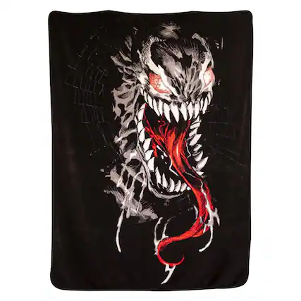 Front. Surreal Entertainment - Marvel Venom Lightweight Fleece Throw Blanket | 45 x 60 Inches - Black.