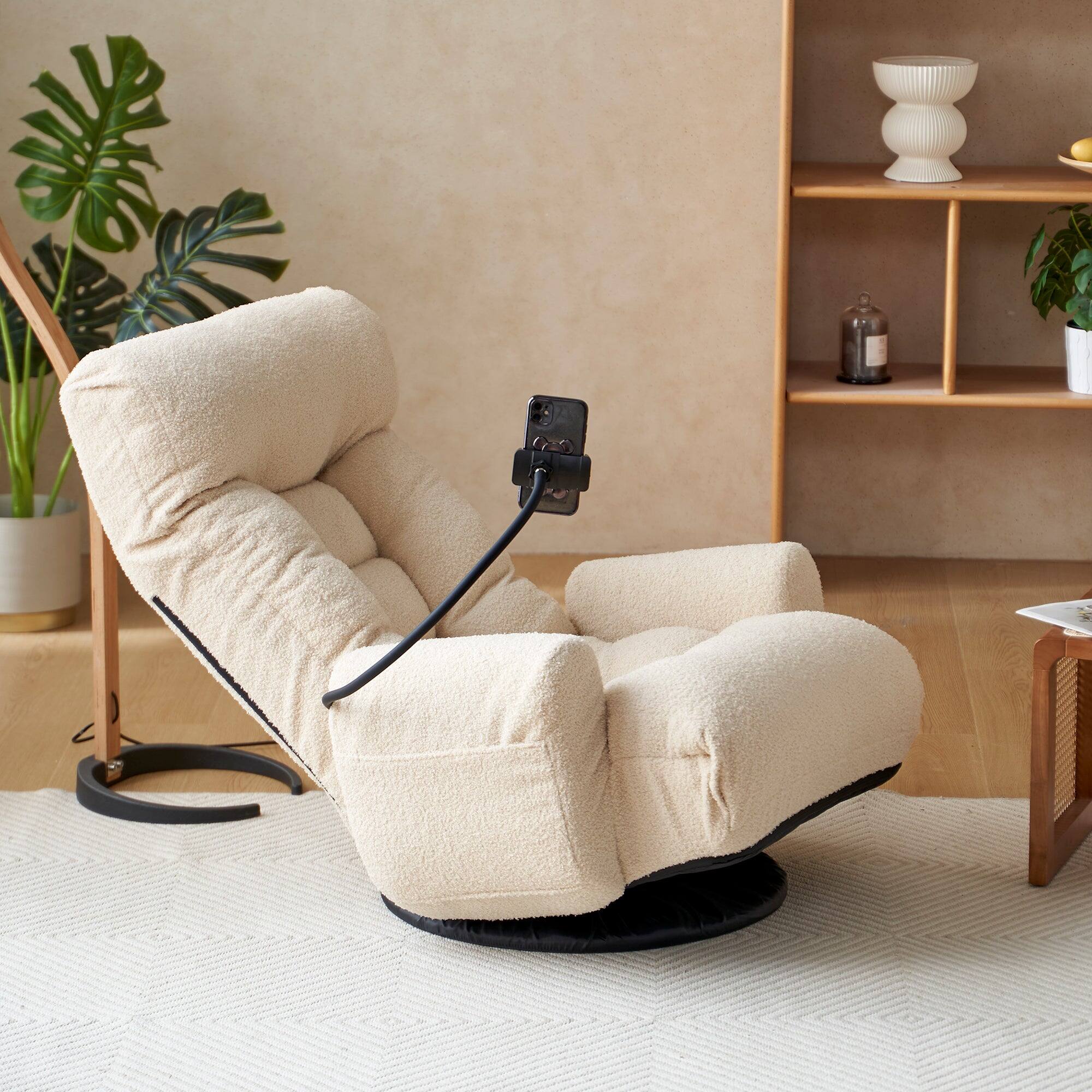 Alt View 2. Boyel Living - 360 Rotating Foldable Adjustable Floor Lounge Chair Comfortable Seating for Living Room Bedroom Beige - White.