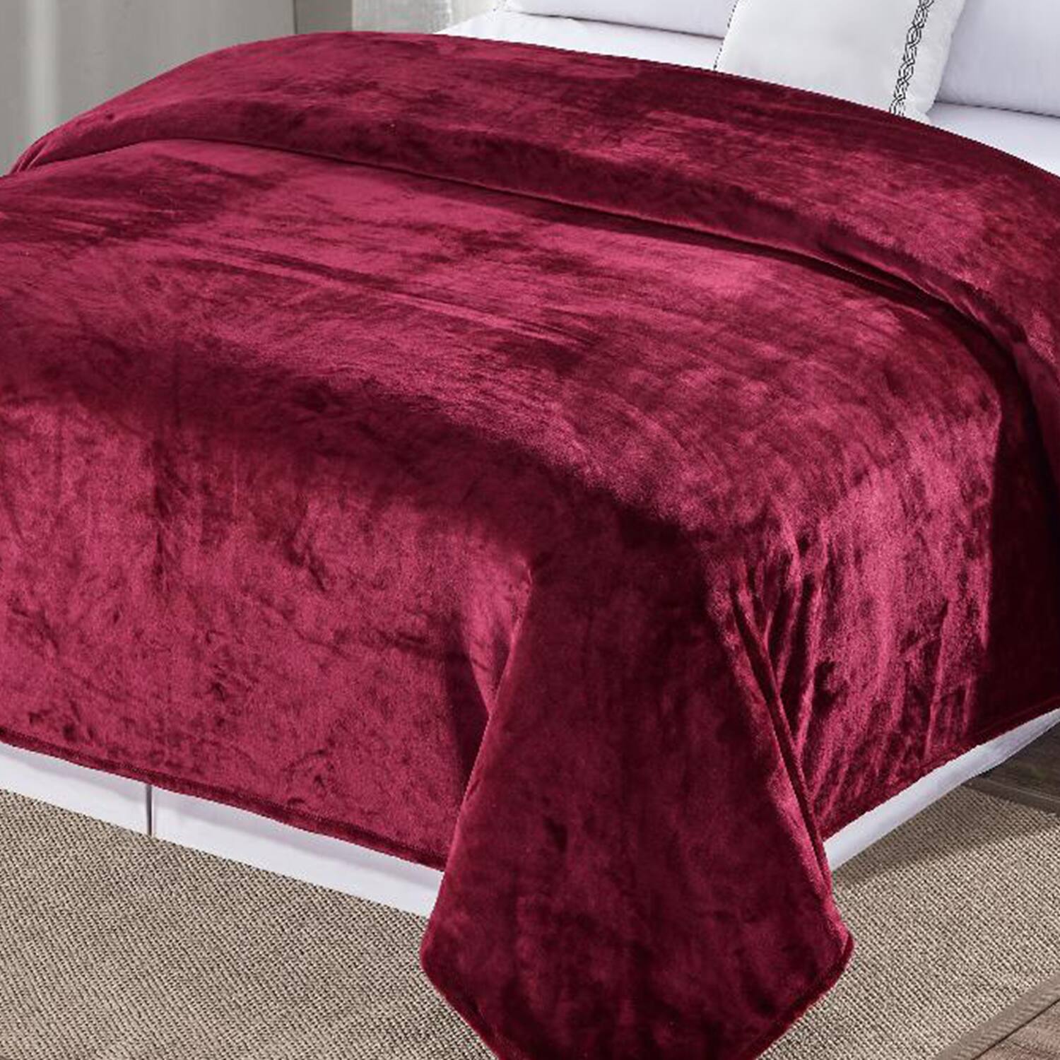 Alt View 3. Noble House - Plazatex Micro Plush Solid Parteen Soft Comfortable and Lightweight All Seasons Blanket Twin Burgundy - Burgundy.