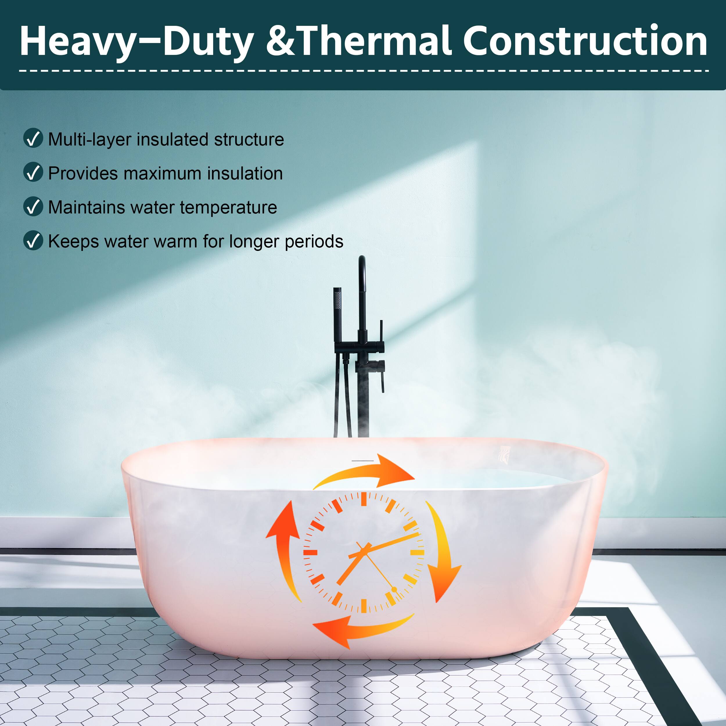 Heavy-Duty & Thermal Construction

- Multi-layer insulated structure
- Provides maximum insulation
- Maintains water temperature
- Keeps water warm for longer periods
