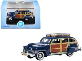 Oxford Diecast - 1942 Chrysler Town & Country Woody Wagon South Sea with Wood Panels and Roof Rack 1/87 (HO) Scale - Blue