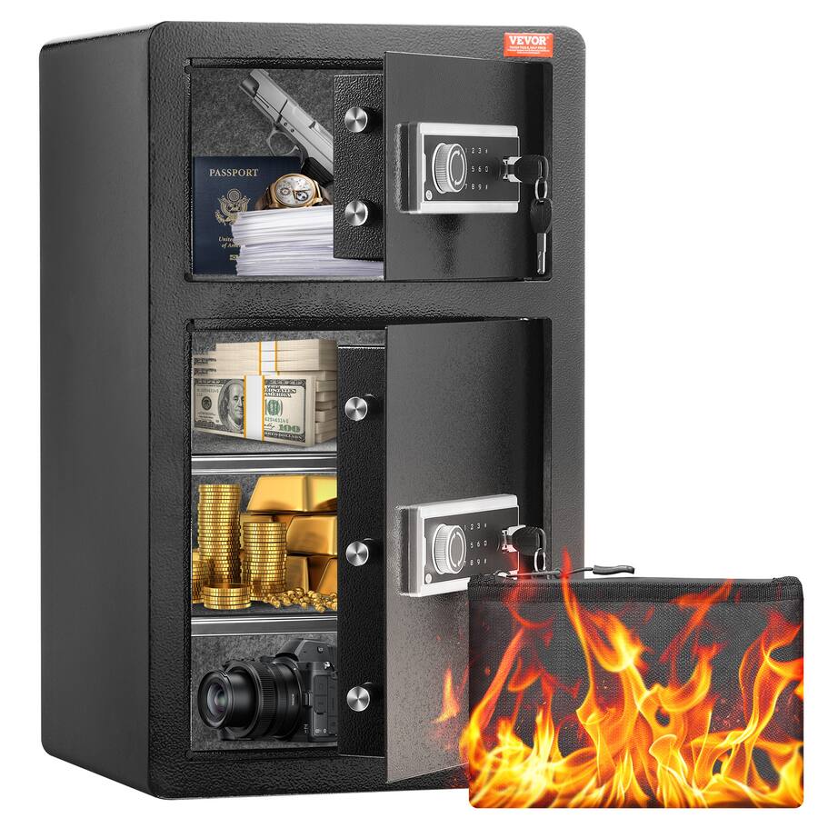 VEVOR Double Doors 4.5 cu.ft Safe Box with Key Lock & Password, Safe ...