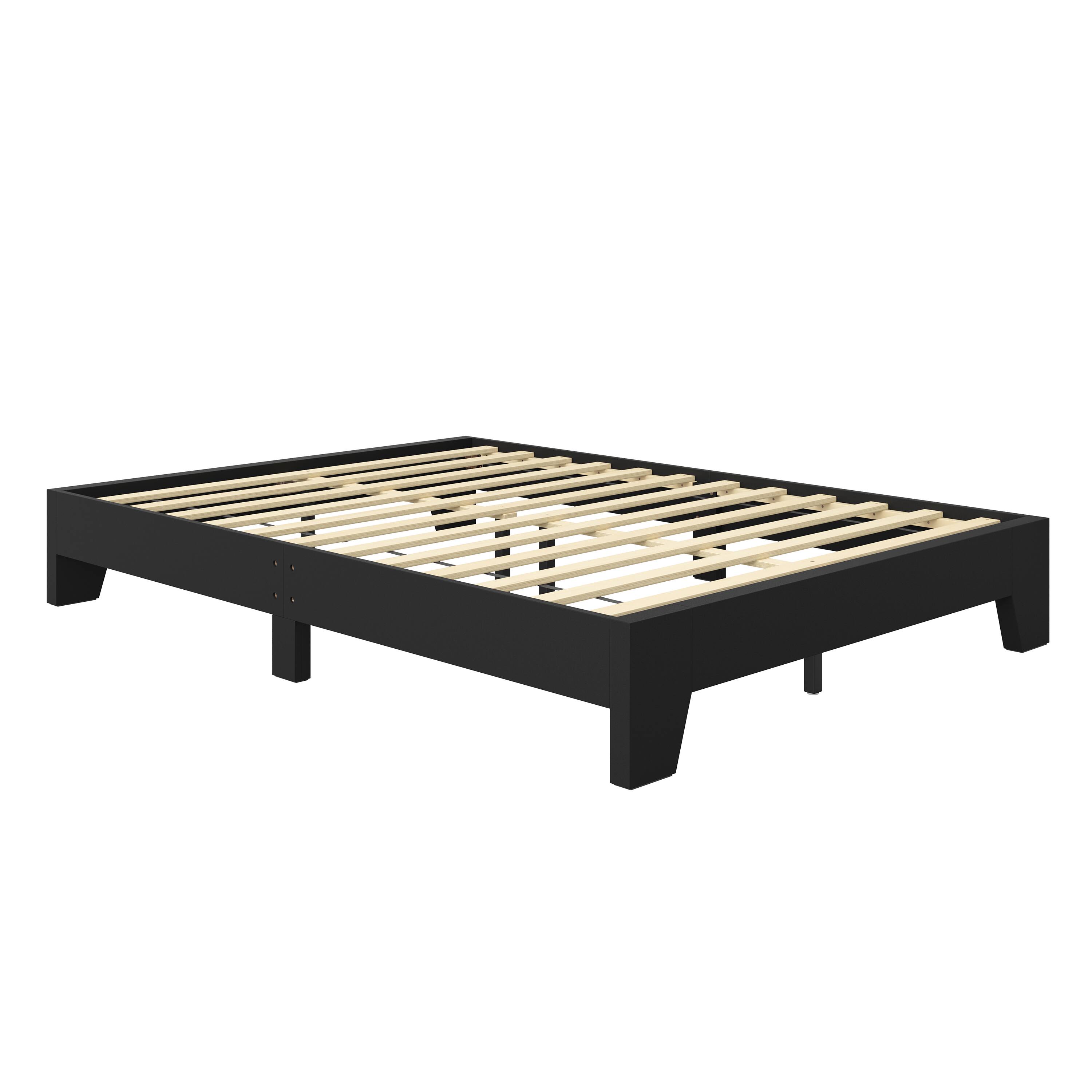 Boyd Sleep - Lugano Platform Bed Frame - Solid Wooden Slat Support, No Box Spring Needed, Queen - Black