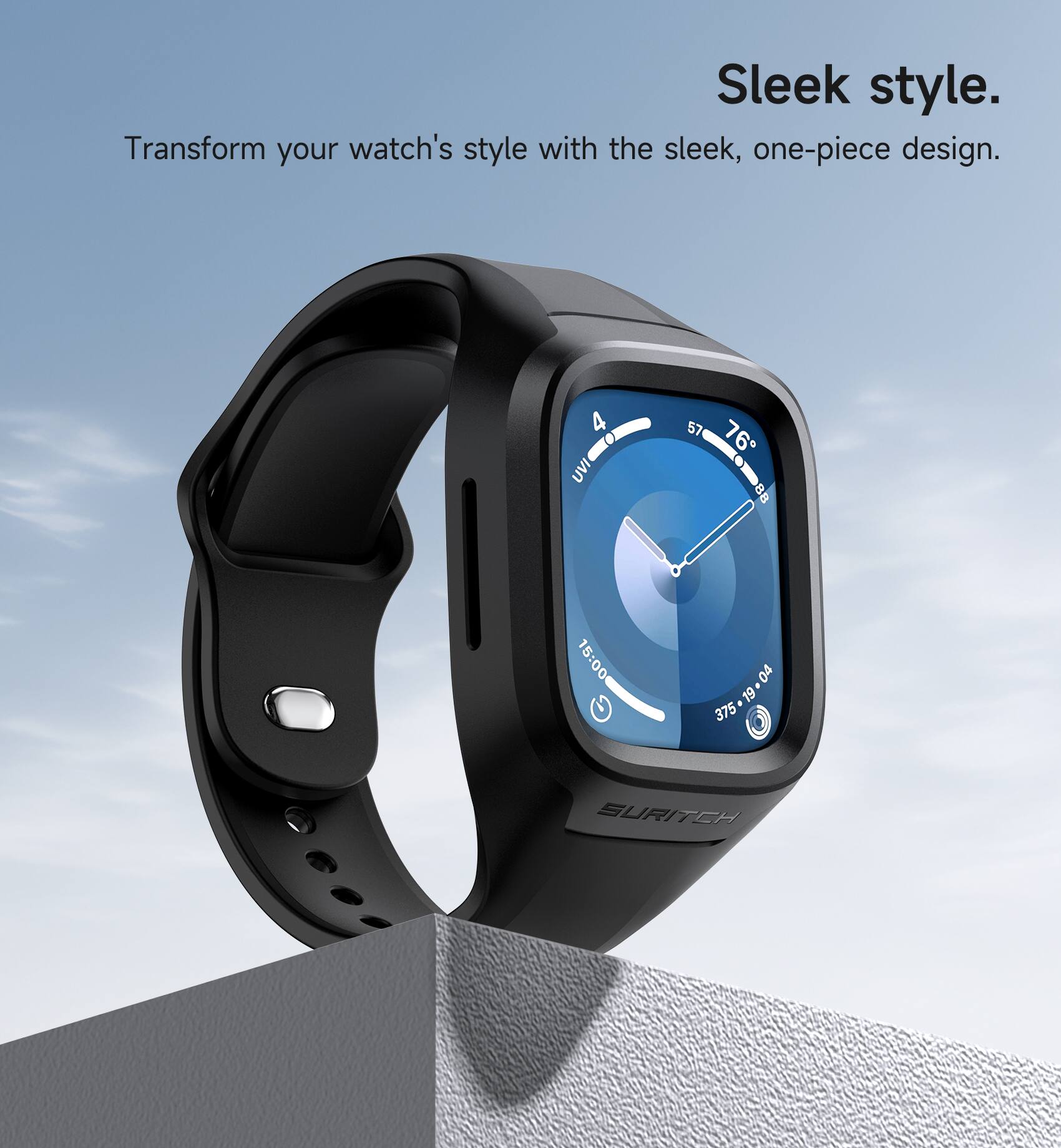 Sleek style. Transform your watch's style with the sleek, one-piece design. A UVI 57 76 BB 15:00 04 375-19.04 - 19 375 SURITCH