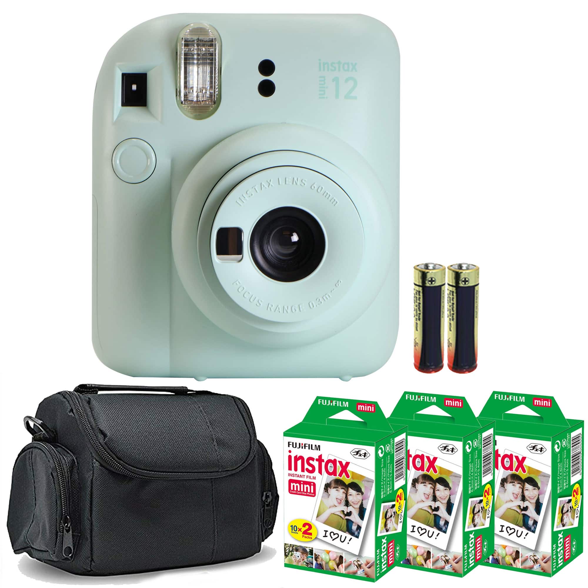 Fujifilm - INSTAX MINI 12 Instant Film Camera Mint 3x Mini Instax Film Kit - Green