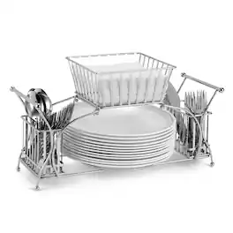 Sorbus - 4 Section all-in-one Buffet Utensil Caddy - Ideal for Dining Table, Party, Buffet, Kitchen, Entertaining - Silver