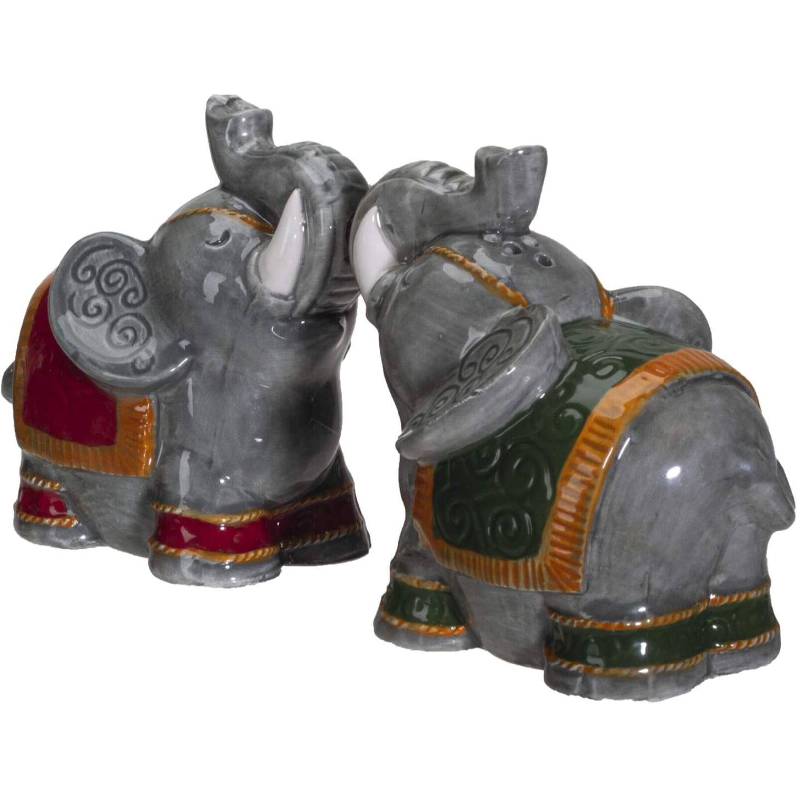 Alt View 1. Pacific Trading - Raja Elephants Ceramic Magnetic Salt and Pepper Shakers Set - Multicolor.